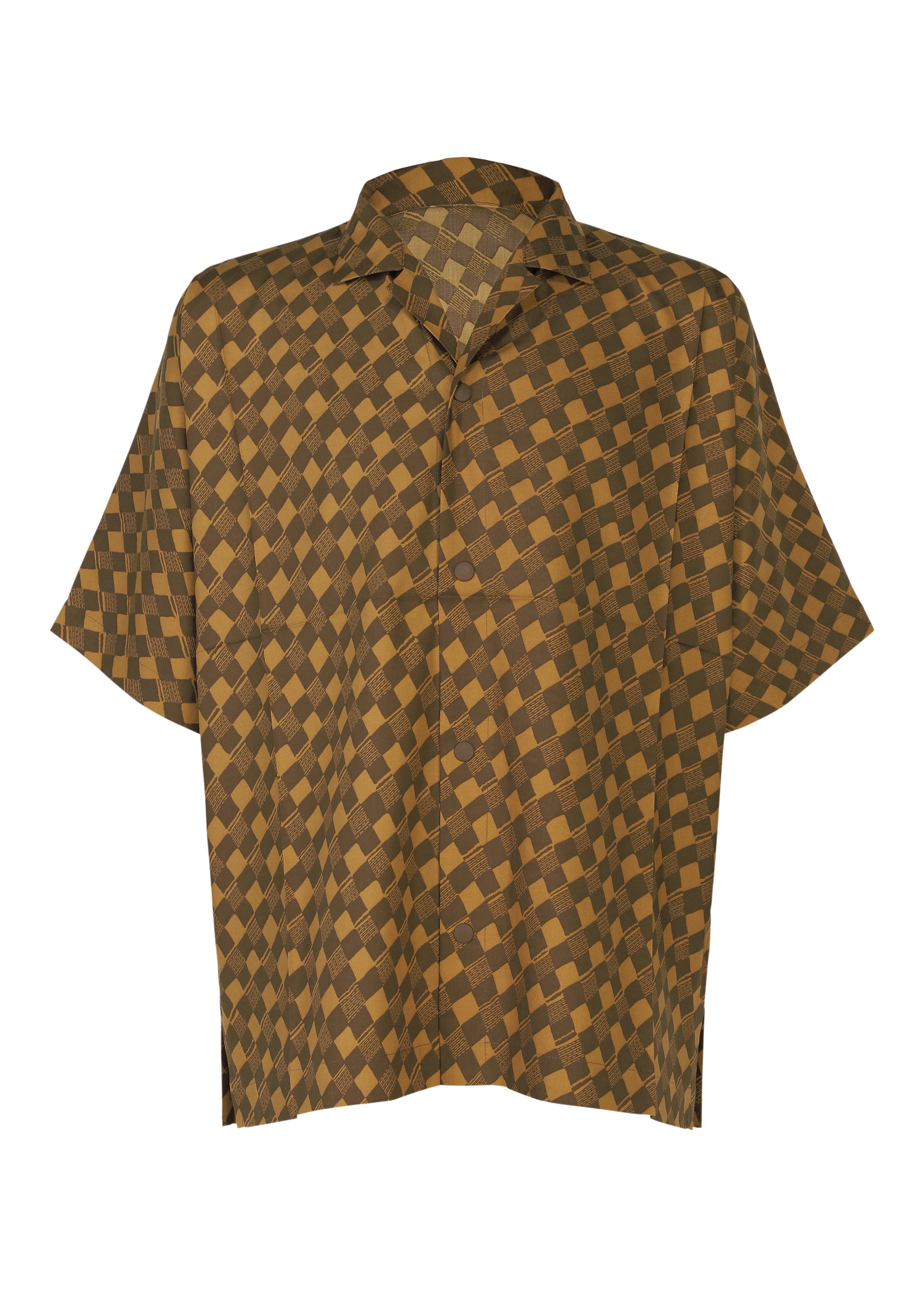A product shot of the IM MEN TIE PATTERN SHIRT shirt in dark brown.
