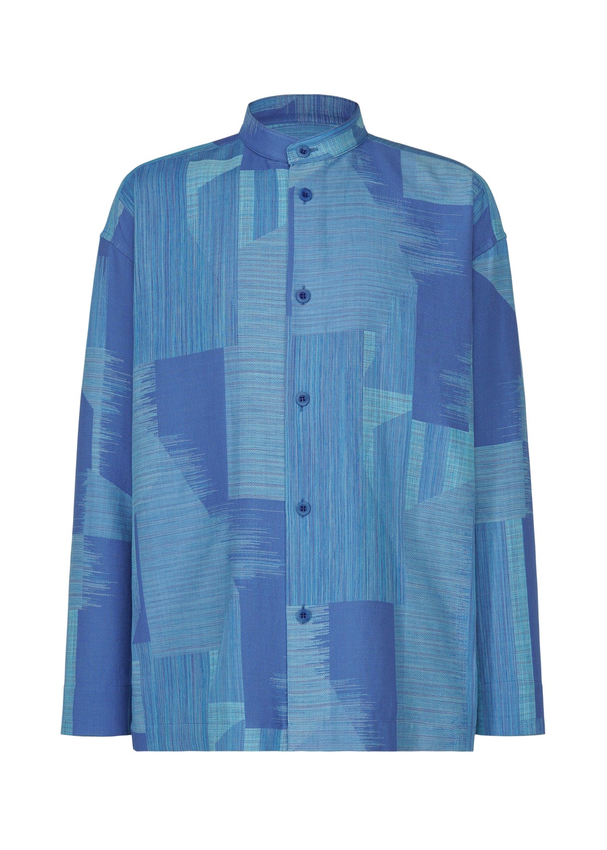 A product shot of the IM MEN KASURI shirt in blue.