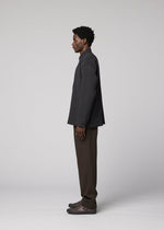 A model wears the IM MEN DOUBLE WEAVE CREPE double-weave-crepe-shirt-blue.