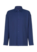 A product shot of the IM MEN DOUBLE WEAVE CREPE shirt in blue.