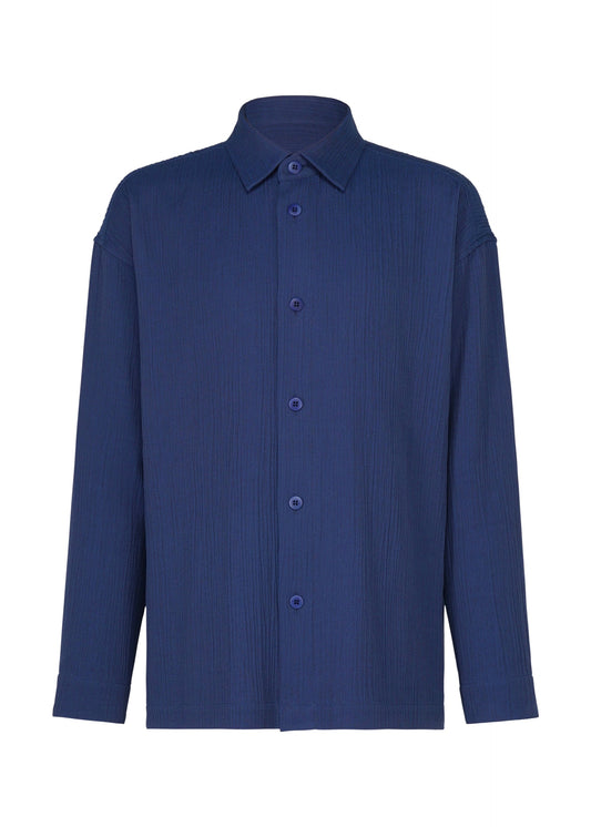 A product shot of the IM MEN DOUBLE WEAVE CREPE shirt in blue.