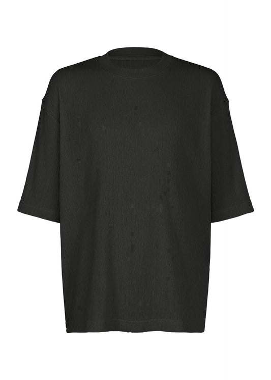 A product shot of the IM MEN CREPE TUCK JERSEY top in black.