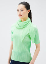 A model wears the PLEATS PLEASE ISSEY MIYAKE COLORFUL SCARF stole.