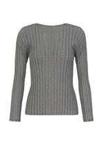 RIB PLEATS BASICS Top Light Grey