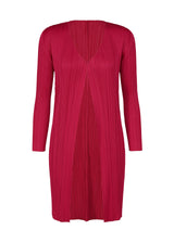 A product shot of the PLEATS PLEASE ISSEY MIYAKE NEW COLORFUL BASICS 4 coat in carmine (23).