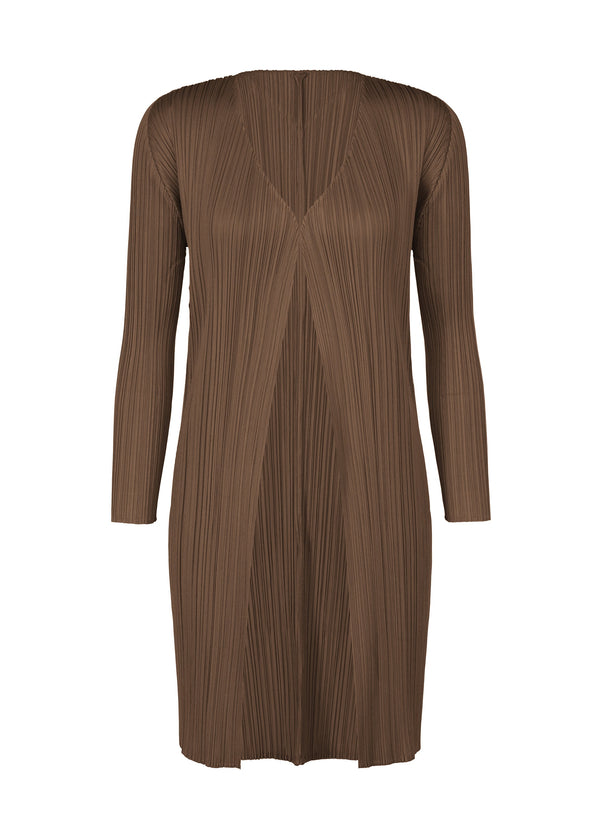 A product shot of the PLEATS PLEASE ISSEY MIYAKE NEW COLORFUL BASICS 4 coat in brown (44).