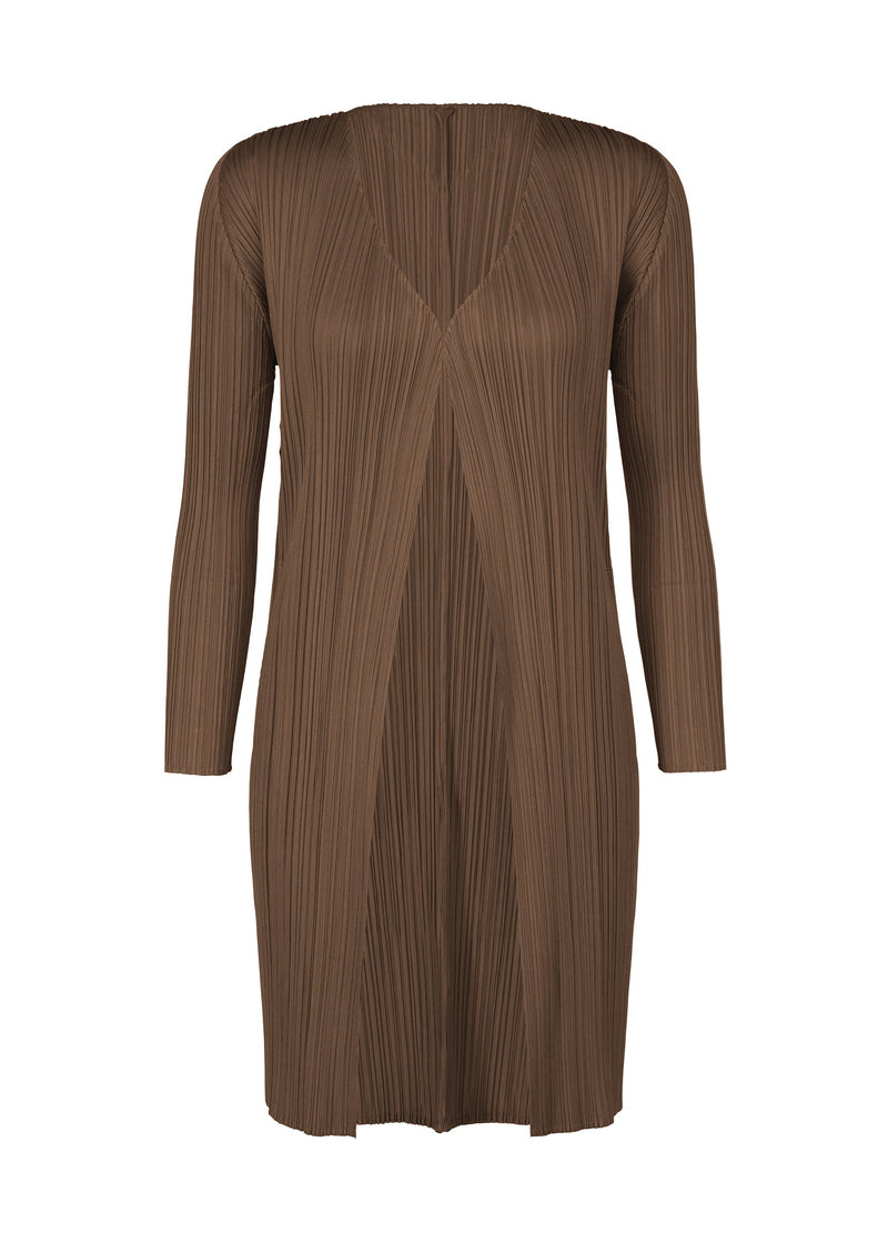 A product shot of the PLEATS PLEASE ISSEY MIYAKE NEW COLORFUL BASICS 4 coat in brown (44).