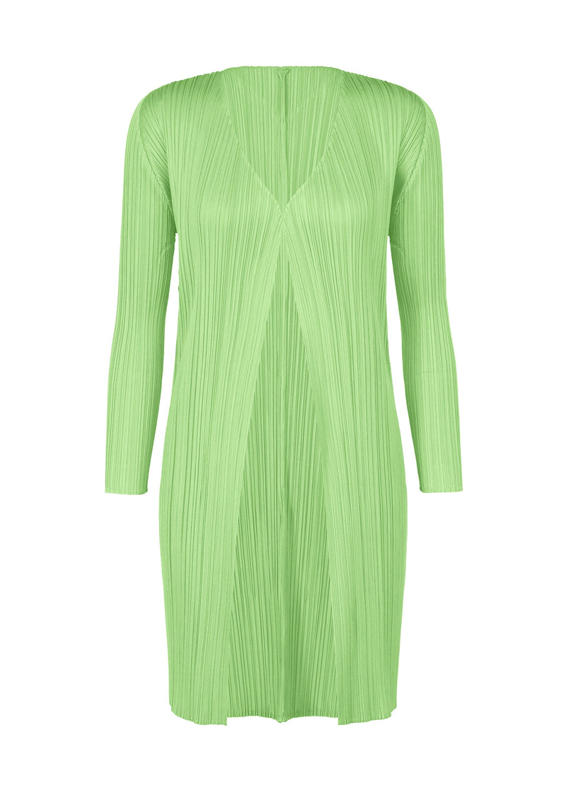 A product shot of the PLEATS PLEASE ISSEY MIYAKE NEW COLORFUL BASICS 4 coat in light green (60).