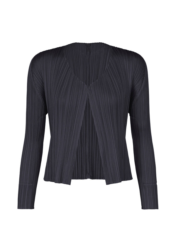 A product shot of the PLEATS PLEASE ISSEY MIYAKE NEW COLORFUL BASICS 4 cardigan in navy (75).