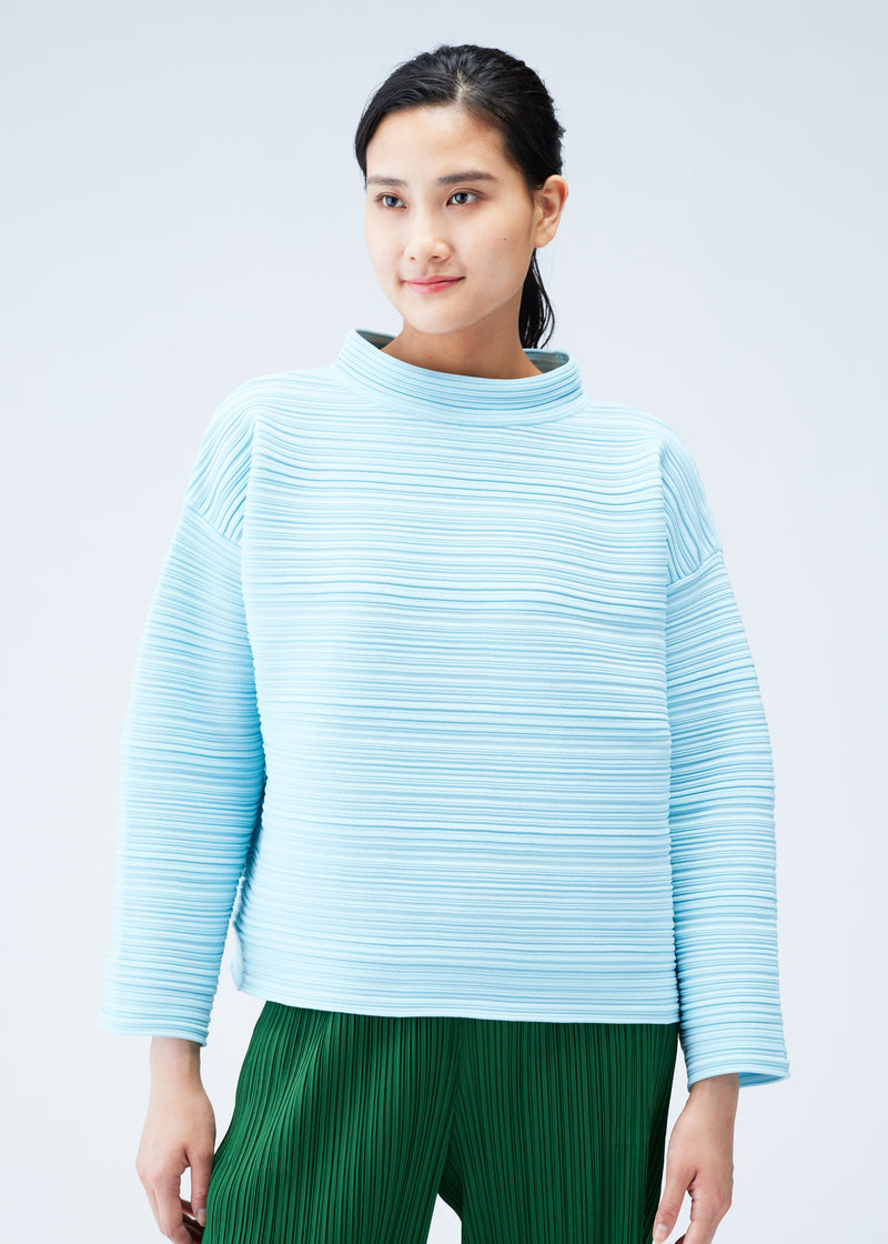 CREPE KNIT Top Light Blue