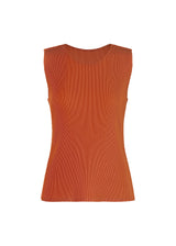 A product shot of the PLEATS PLEASE ISSEY MIYAKE  MIST JULY top in terracotta (45)