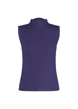 A product shot of the PLEATS PLEASE ISSEY MIYAKE  MIST JULY top in dark blue (73)