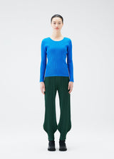 A model wears the PLEATS PLEASE ISSEY MIYAKE RIB PLEATS OCTOBER top.