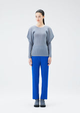 A model wears the PLEATS PLEASE ISSEY MIYAKE RIB PLEATS OCTOBER top.