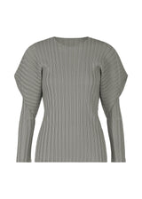 A product shot of the PLEATS PLEASE ISSEY MIYAKE RIB PLEATS OCTOBER top in grey (12).