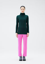 A model wears the PLEATS PLEASE ISSEY MIYAKE RIB PLEATS OCTOBER top.