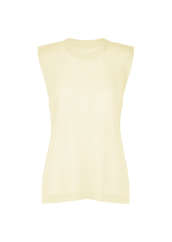 A product shot of the PLEATS PLEASE ISSEY MIYAKE  TATAMI JULY top in off white (02)