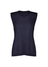 A product shot of the PLEATS PLEASE ISSEY MIYAKE  TATAMI JULY top in navy (75)