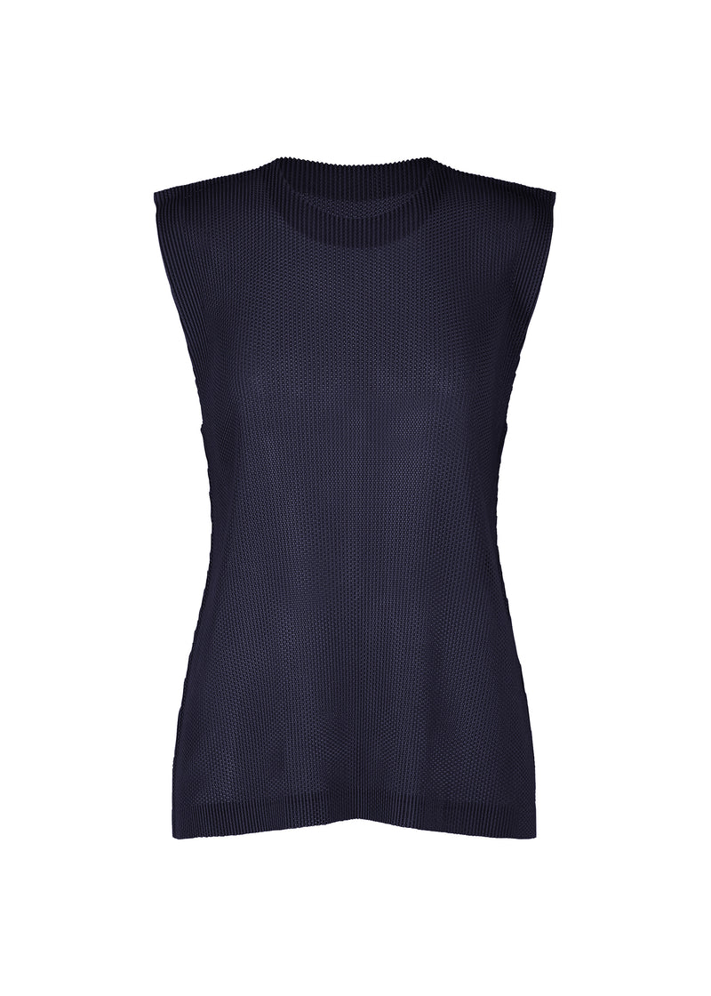 A product shot of the PLEATS PLEASE ISSEY MIYAKE  TATAMI JULY top in navy (75)