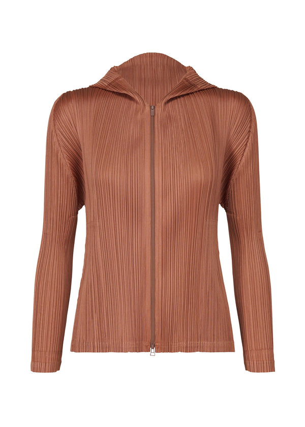 A product shot of the PLEATS PLEASE ISSEY MIYAKE MONTHLY COLORS DECEMBER jacket in copper brown (46).