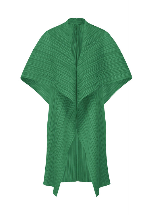 A product shot of the PLEATS PLEASE ISSEY MIYAKE MONTHLY COLORS NOVEMBER vest in bright green (59).