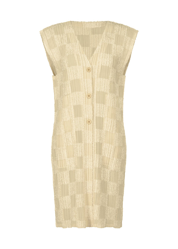 A product shot of the PLEATS PLEASE ISSEY MIYAKE NEBULA vest in cream (04).