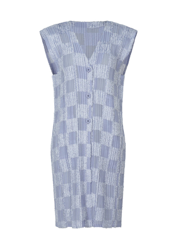 A product shot of the PLEATS PLEASE ISSEY MIYAKE NEBULA vest in light blue (70).