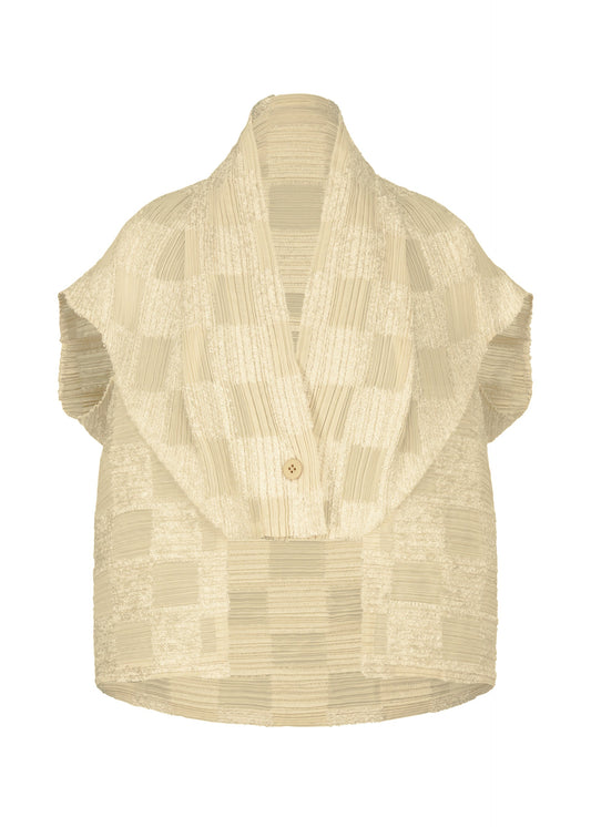 A product shot of the PLEATS PLEASE ISSEY MIYAKE NEBULA vest in cream (04).