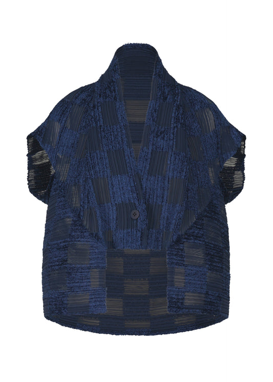 A product shot of the PLEATS PLEASE ISSEY MIYAKE NEBULA vest in navy (75).