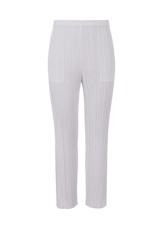 A product shot of the PLEATS PLEASE ISSEY MIYAKE  MONTHLY COLORS JULY trousers in light grey (10)