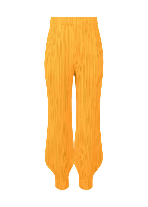 A product shot of the PLEATS PLEASE ISSEY MIYAKE MONTHLY COLORS OCTOBER trousers in yellow (52).