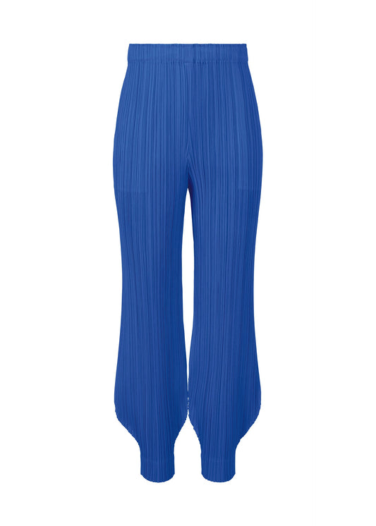 A product shot of the PLEATS PLEASE ISSEY MIYAKE MONTHLY COLORS OCTOBER trousers in blue (72).