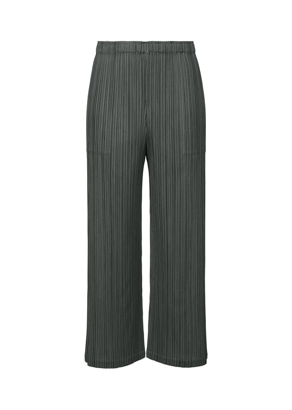 A product shot of the PLEATS PLEASE ISSEY MIYAKE MONTHLY COLORS DECEMBER trousers in steel grey (18).