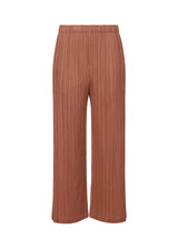 A product shot of the PLEATS PLEASE ISSEY MIYAKE MONTHLY COLORS DECEMBER trousers in copper brown (46).