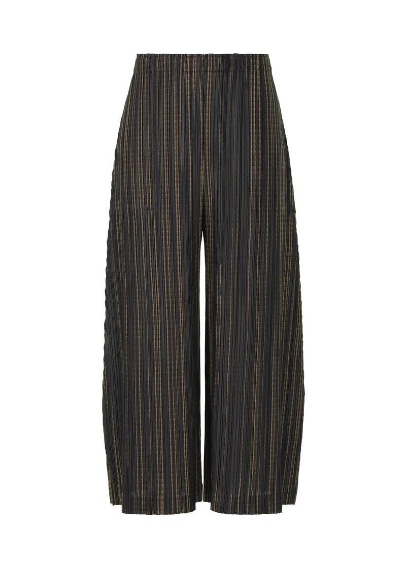 A product shot of the PLEATS PLEASE ISSEY MIYAKE METEOR SHOWER trousers in yellow (52).