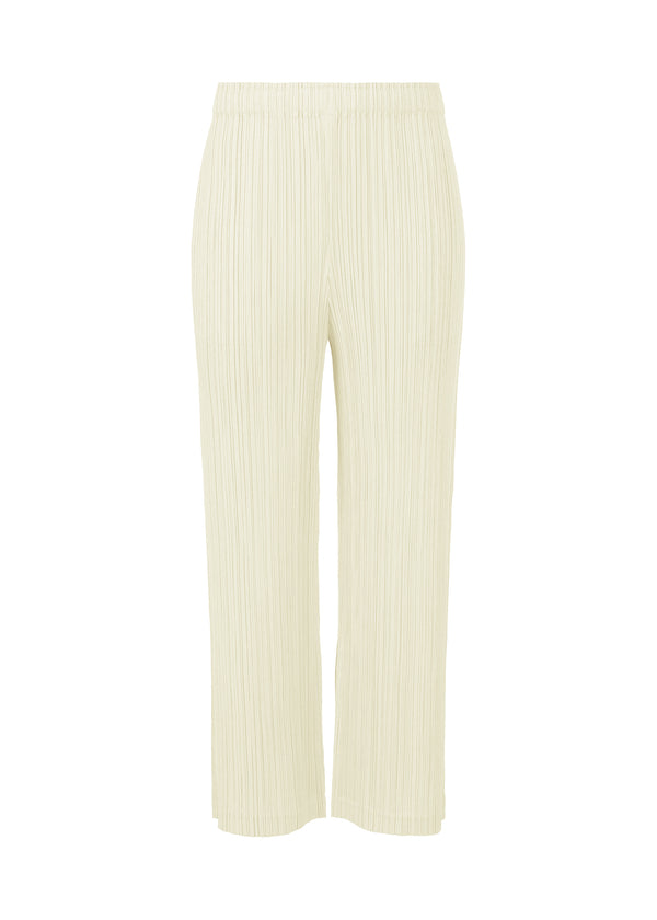 A product shot of the PLEATS PLEASE ISSEY MIYAKE  THICKER BOTTOMS 1 trousers in off white (02)