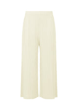 A product shot of the PLEATS PLEASE ISSEY MIYAKE  THICKER BOTTOMS 1 trousers in off white (02)