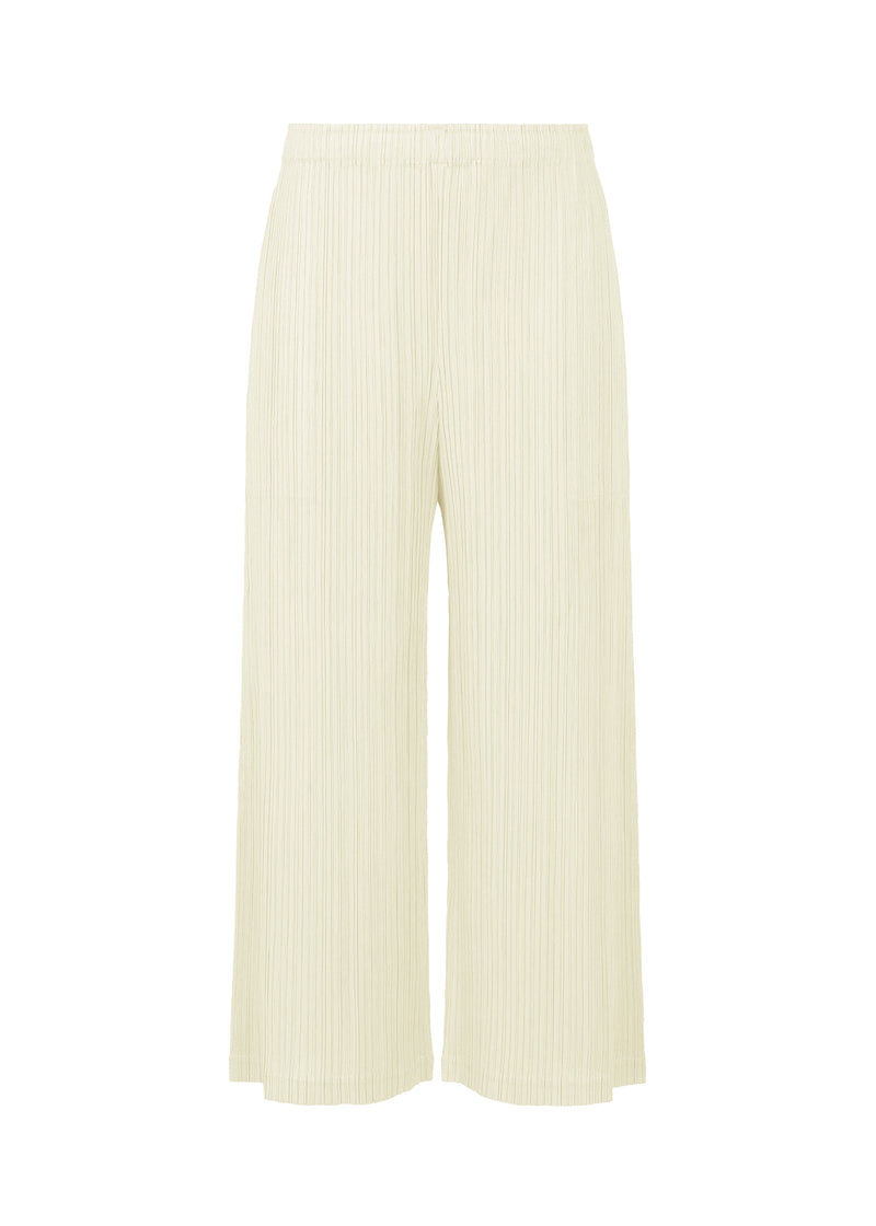 A product shot of the PLEATS PLEASE ISSEY MIYAKE  THICKER BOTTOMS 1 trousers in off white (02)