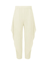 A product shot of the PLEATS PLEASE ISSEY MIYAKE  THICKER BOTTOMS 1 trousers in off white (02)