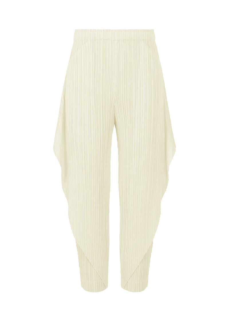 A product shot of the PLEATS PLEASE ISSEY MIYAKE  THICKER BOTTOMS 1 trousers in off white (02)