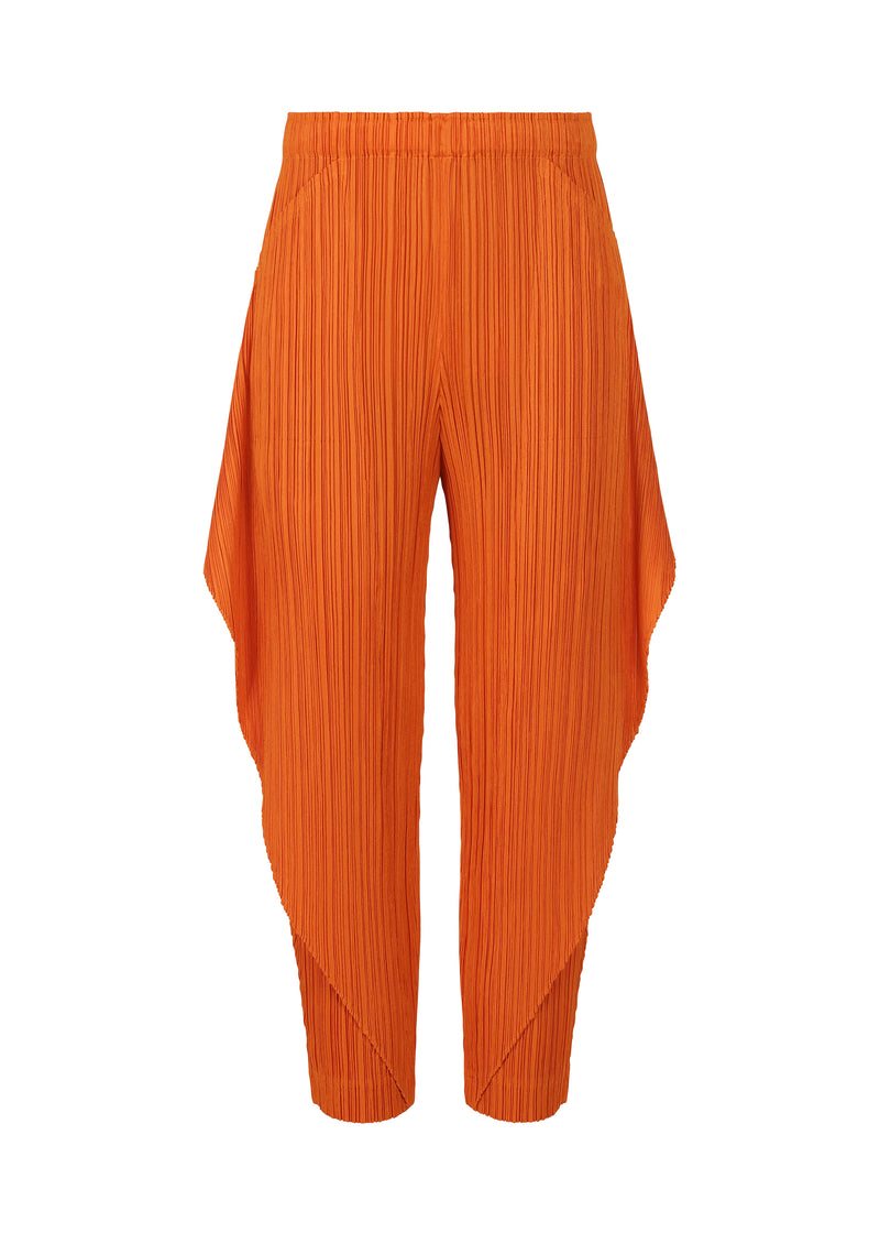 A product shot of the PLEATS PLEASE ISSEY MIYAKE  THICKER BOTTOMS 1 trousers in dark orange (33)