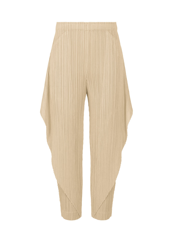 A product shot of the PLEATS PLEASE ISSEY MIYAKE  THICKER BOTTOMS 1 trousers in light beige (40)