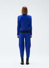 A model wears the PLEATS PLEASE ISSEY MIYAKE POWAN trousers.