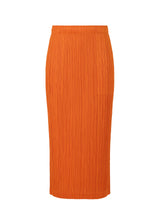 A product shot of the PLEATS PLEASE ISSEY MIYAKE  THICKER BOTTOMS 1 skirt in dark orange (33)