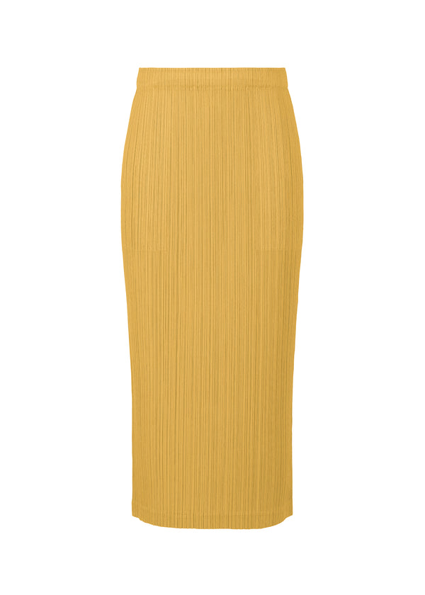 A product shot of the PLEATS PLEASE ISSEY MIYAKE  THICKER BOTTOMS 1 skirt in ochre (56)