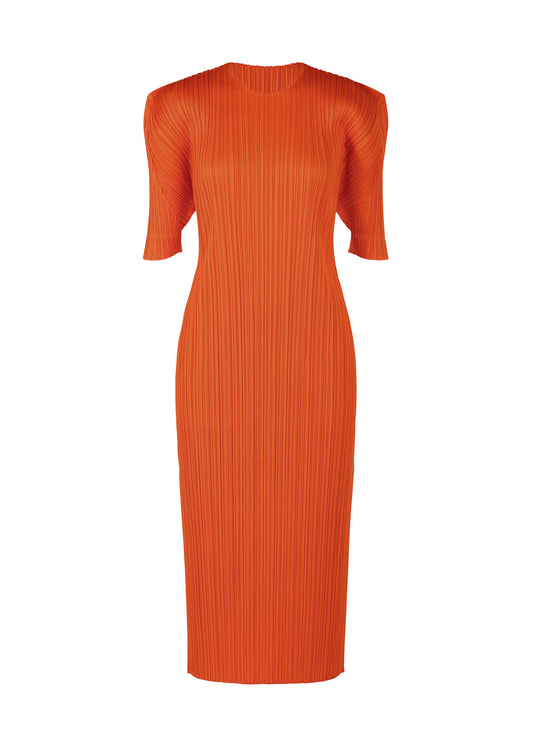 A product shot of the PLEATS PLEASE ISSEY MIYAKE  MONTHLY COLORS JULY dress in dark orange (33)