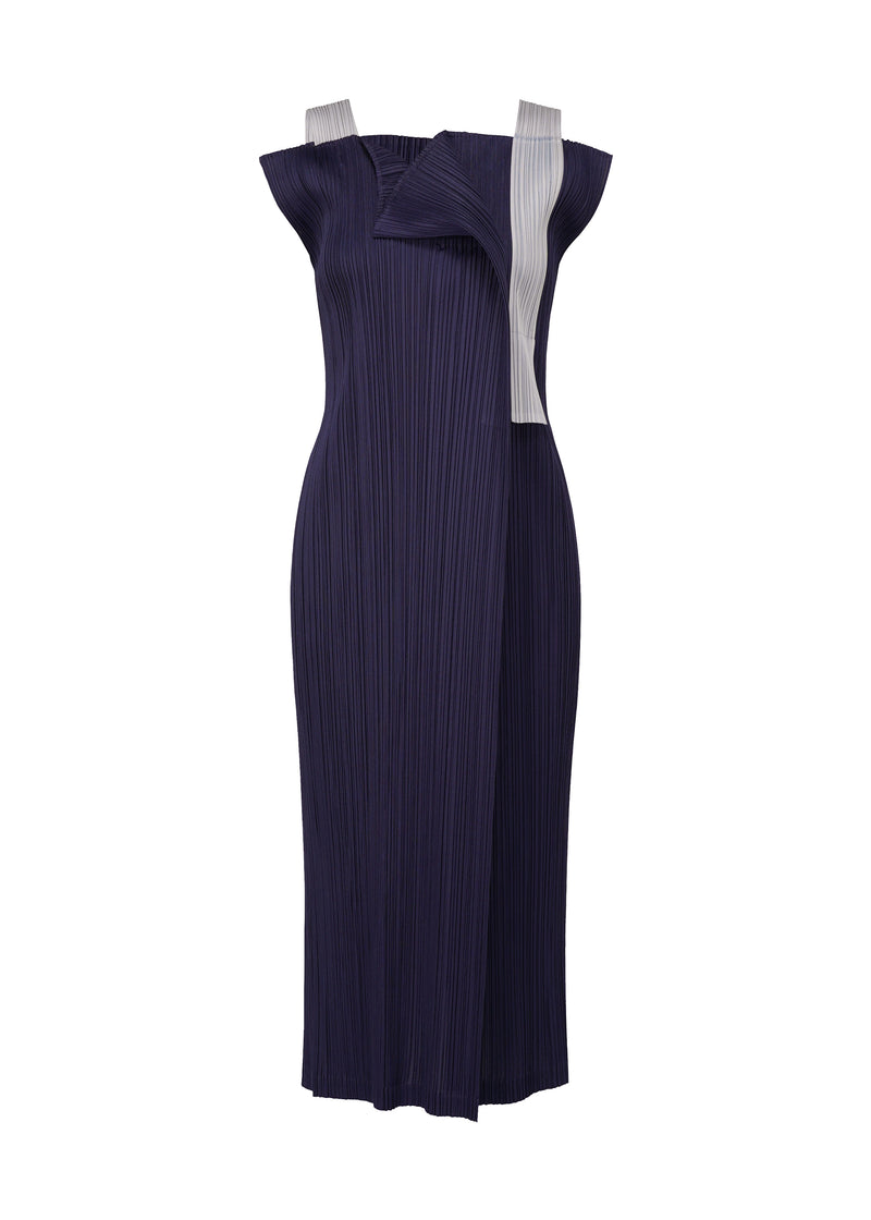 A product shot of the PLEATS PLEASE ISSEY MIYAKE  COMET dress in navy (75)