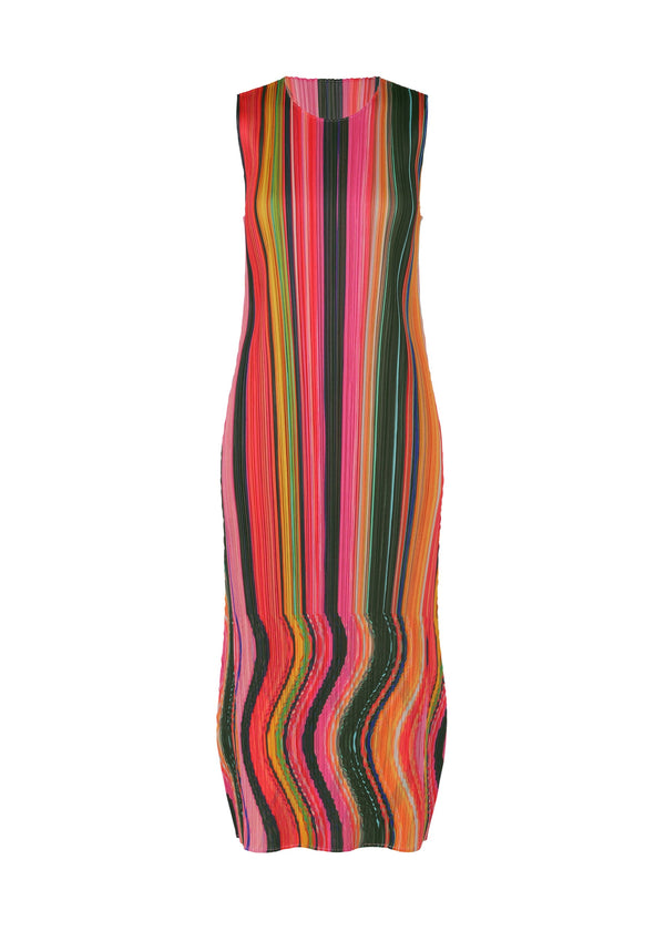 A product shot of the PLEATS PLEASE ISSEY MIYAKE WARP dress in pink (22).