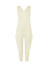 A product shot of the PLEATS PLEASE ISSEY MIYAKE  THICKER BOTTOMS 1 jumpsuit in off white (02)