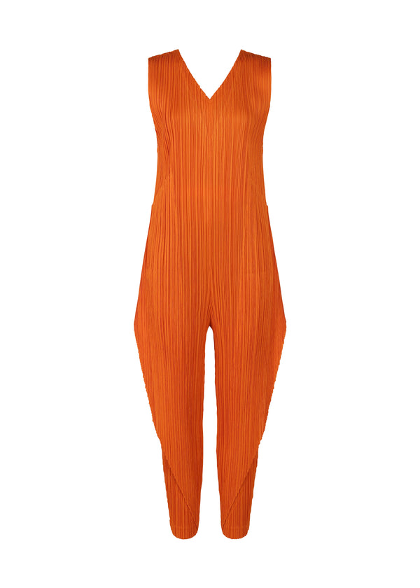 A product shot of the PLEATS PLEASE ISSEY MIYAKE  THICKER BOTTOMS 1 jumpsuit in dark orange (33)